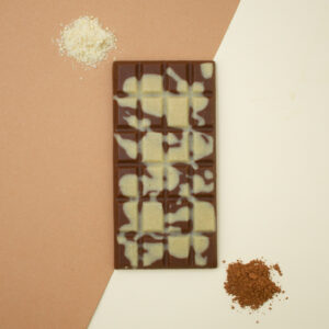 Raw vegan brown white chocolate no milk, gluten free, dairy free, without sugar, without preservatives, naturally sweetened