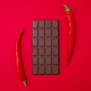 Raw vegan chili chocolate lactose free, milk free, gluten free, dairy free, no sugar, no preservatives, naturally sweetened