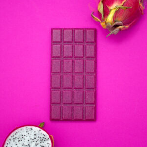 Raw vegan dragon fruit chocolate no milk, gluten free, dairy free, without sugar, without preservatives, naturally sweetened